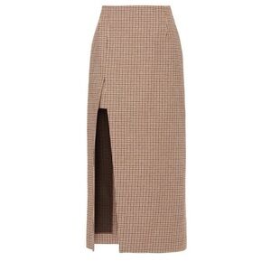 MAJE Jaisa Brown Houndstooth
Pattern Slit Midi Skirt